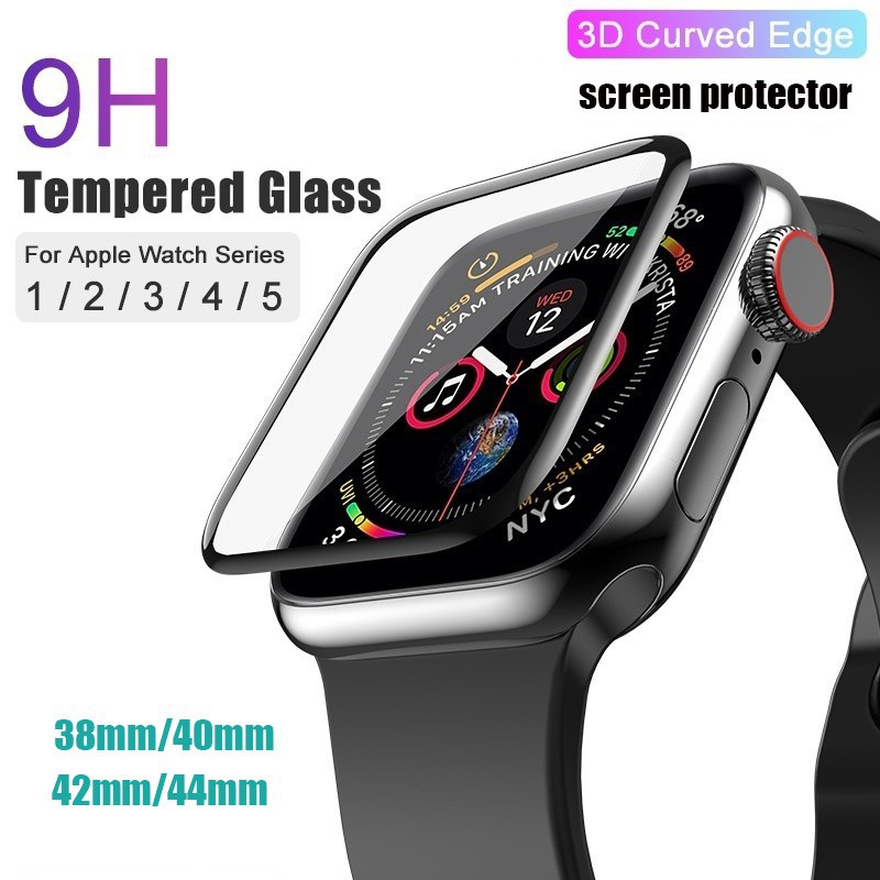 Kính cường lực 3D bảo vệ màn hình cho đồng hồ thông minh Apple Watch Series 3 2 1 38mm 42mm Iwatch 4 5 40mm 44mm