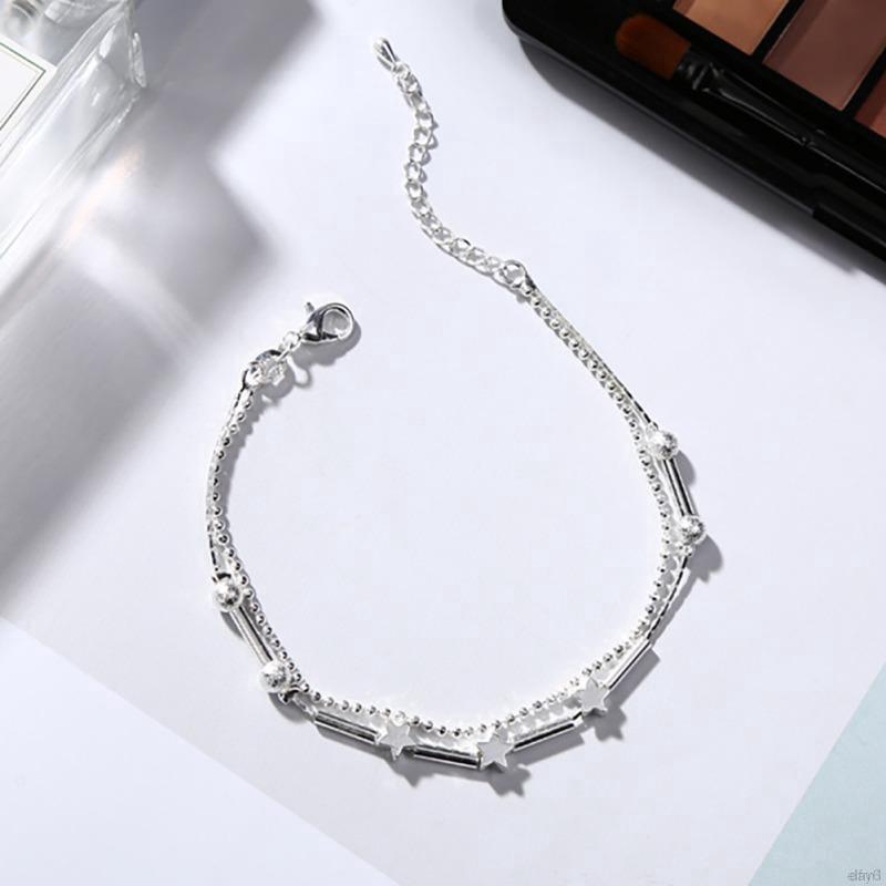 Vòng Tay Xi Bạc Phối Mặt Hình Ngôi Sao Thiết Kế Đơn Giản
