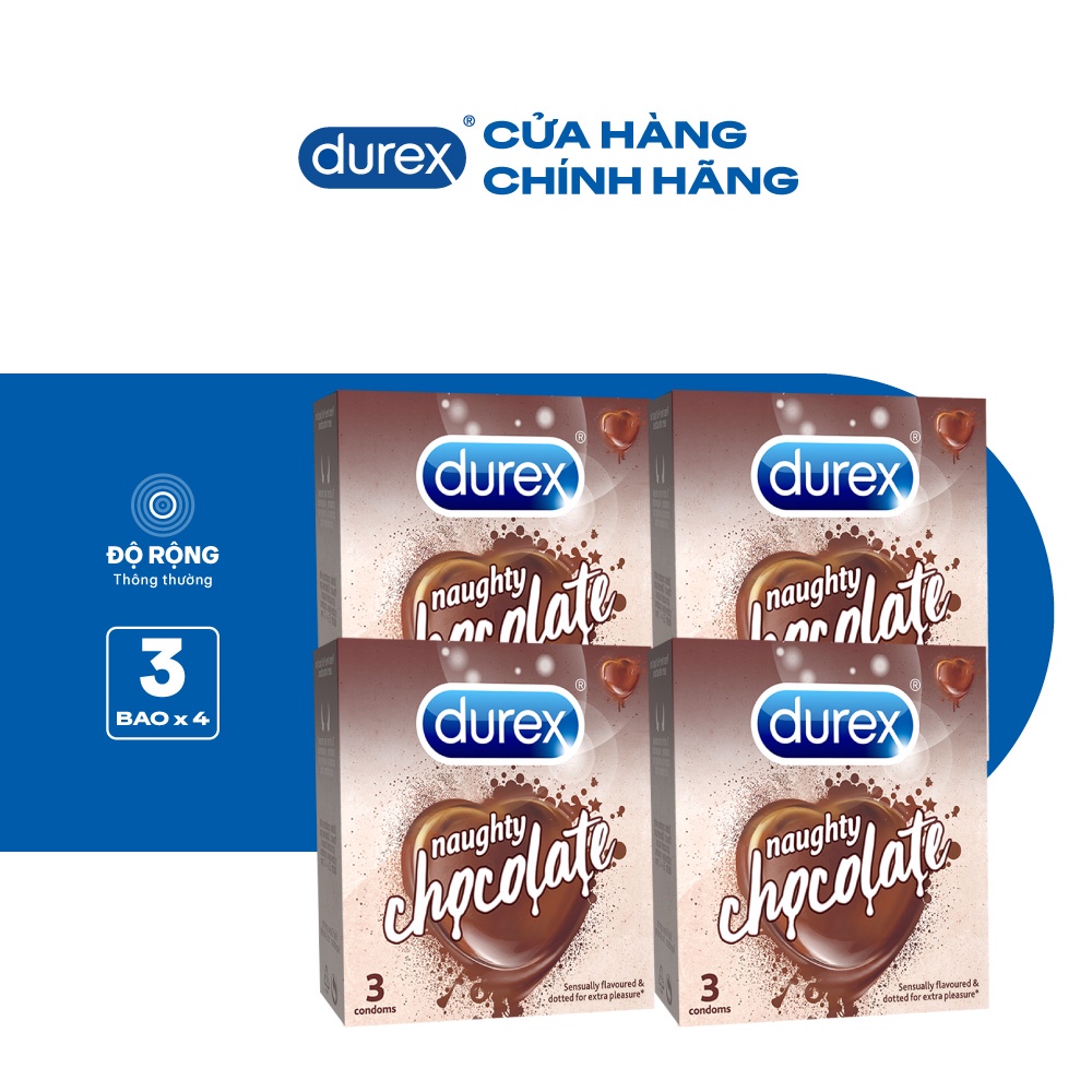 Bộ 4 hộp bao cao su Durex Naughty Chocolate (hộp 3 bao)