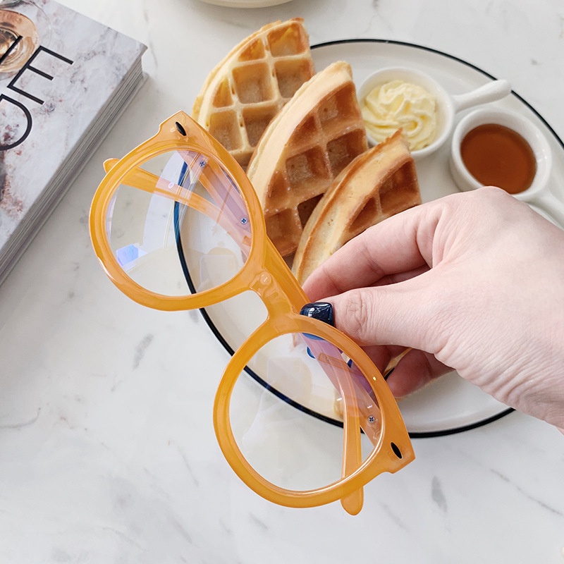 Kính giả cận gọng tròn cute phong cách Hàn Quốc, mắt kính không độ chống tia UV đẹp giá rẻ EMOJI 063