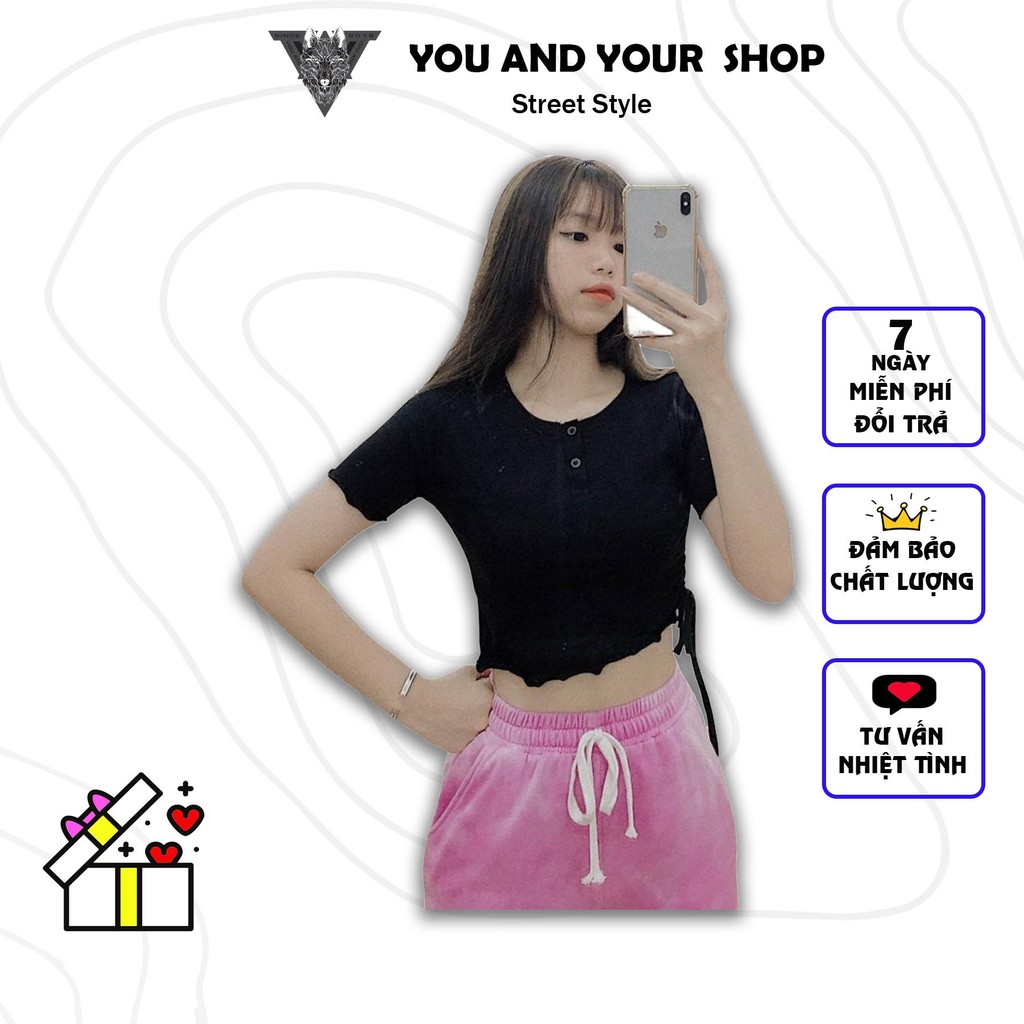 ÁO Croptop RÚT EO (5 màu) freesize YAYSHOP tôn dáng hình thật