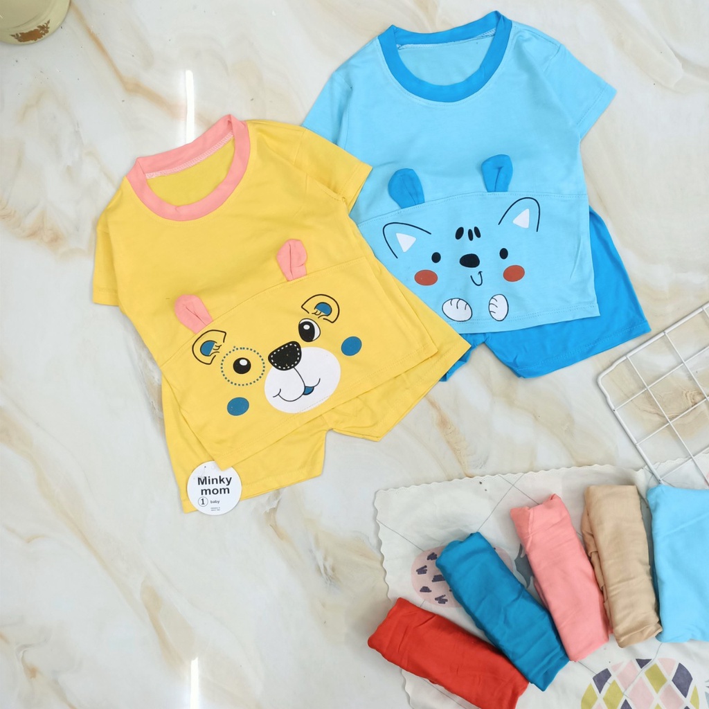 [A34 - Nhiều mẫu, siêu rẻ] Bộ Cộc Tay Thun Lạnh Hoạt Hình Minky Mom Chất Vải Mềm Mát Co Giãn 4 Chiều