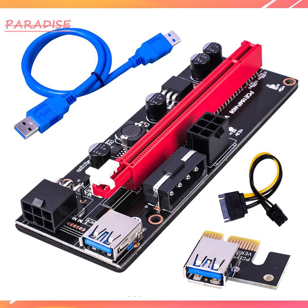 Paradise1 Ver009S PCI-e Riser Card PCI Express 1X to 16X Adapter USB 3.0 Data Cable