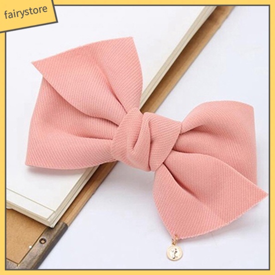 Kẹp Tóc Hình Nơ Vải Trơn Màu Đơn Giản Thanh Lịch Dành Cho Nữ