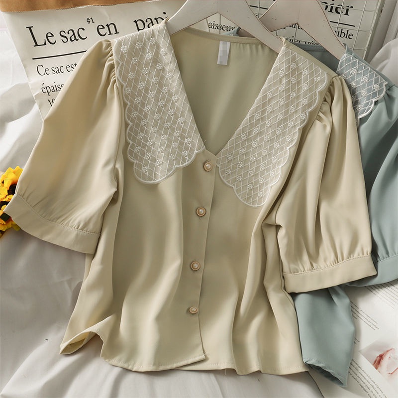 Áo chiffon BH ngắn tay phối lưới thời trang dành cho nữ