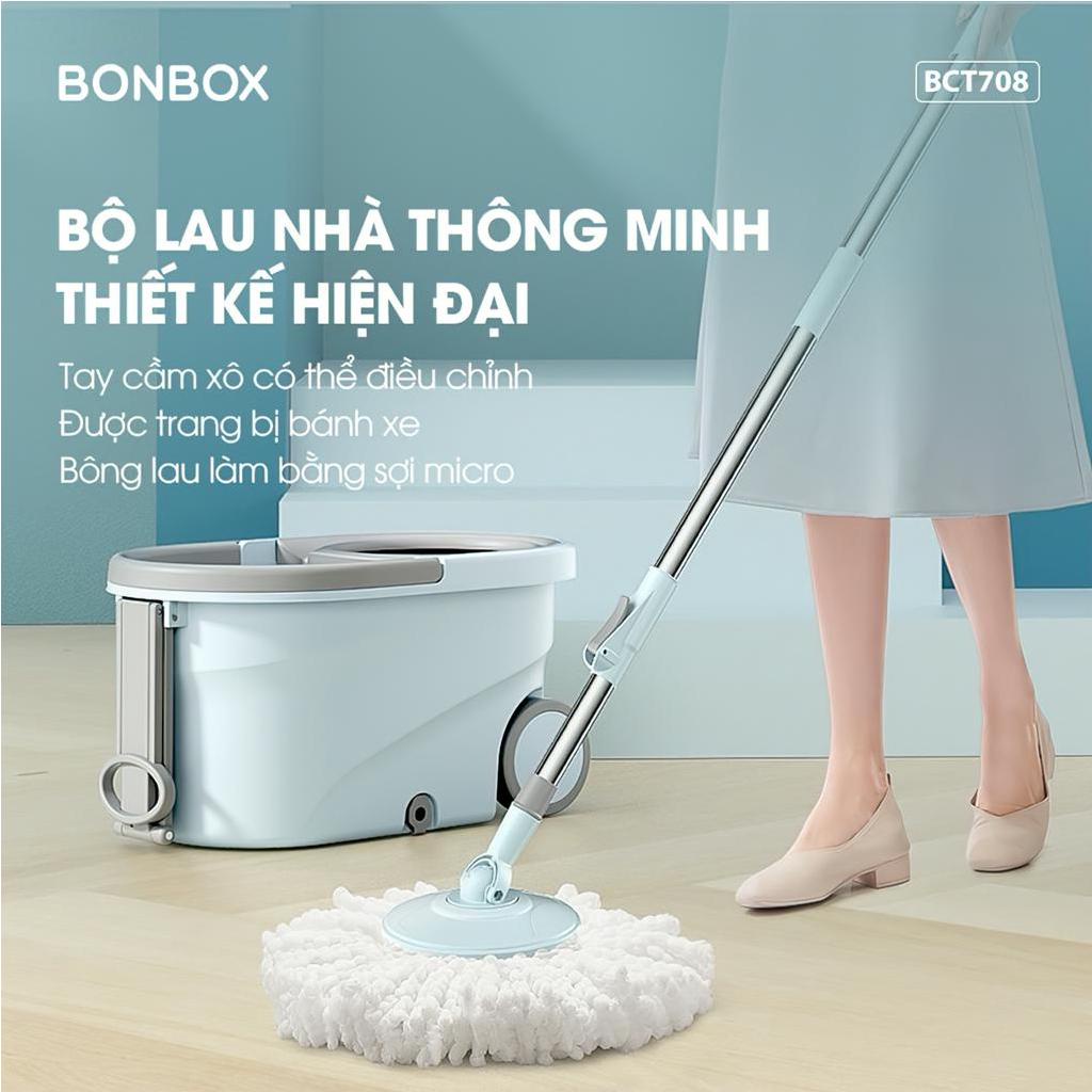 Bộ Lau Nhà Thông Minh BONBOX BCT708 VÀ BCT704 Xoay 360 Độ Tay Kéo Và Bánh Xe Thùng Chứa Di Chuyển Tiện Lợi