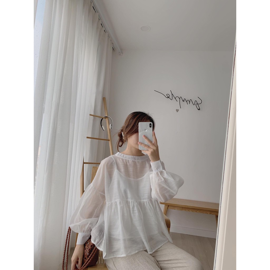 sét áo baby doll cổ nơ lưng kèm 2 dây - TKA227 1994Closet | BigBuy360 - bigbuy360.vn