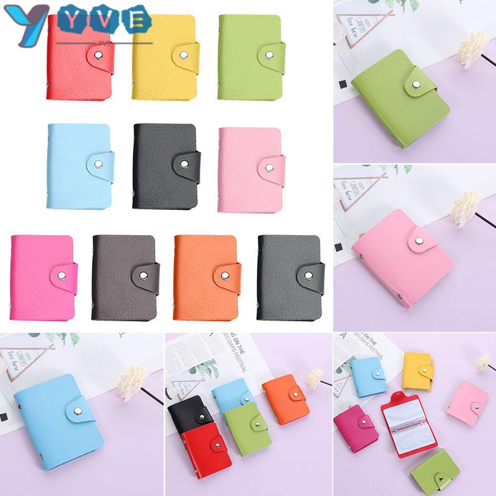 Ví da PU đựng thẻ 24 ngăn màu trơn nhỏ gọn thời trang