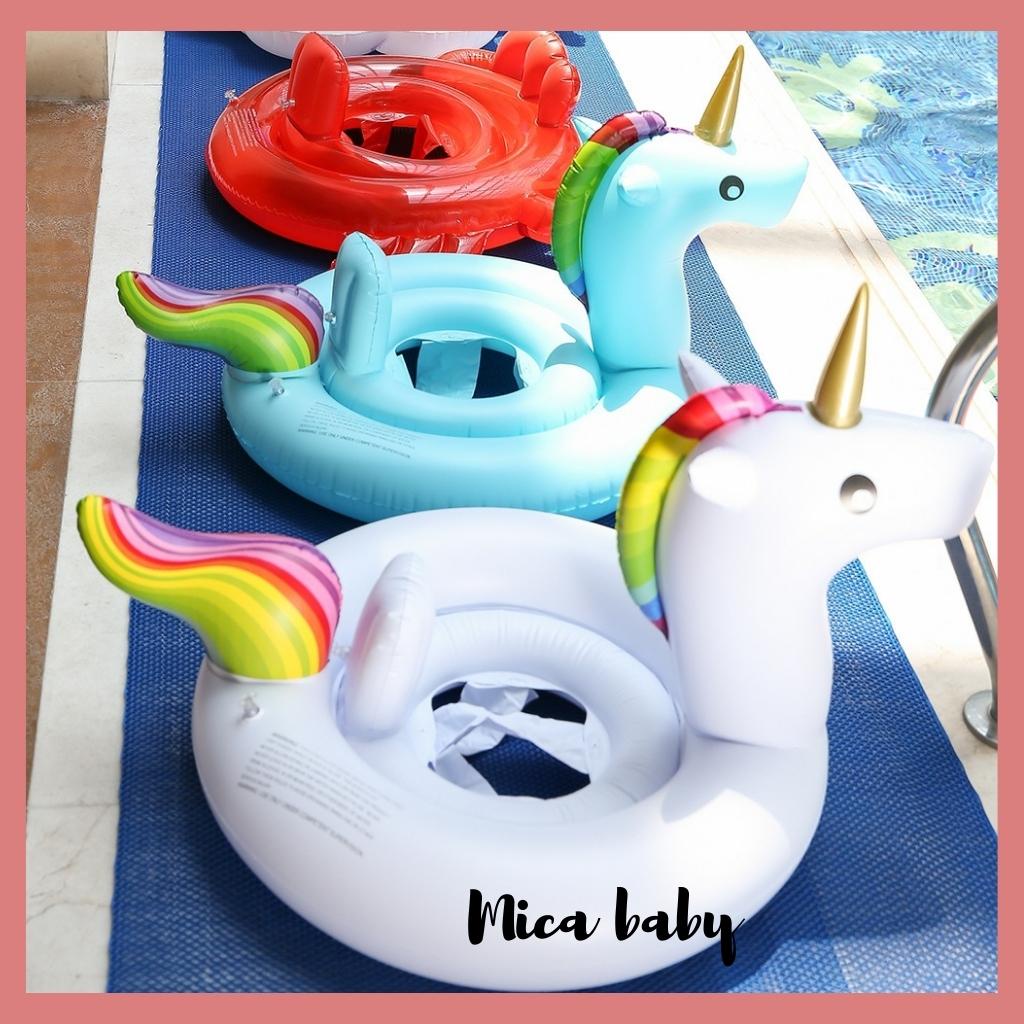 Phao bơi trẻ em hình kỳ lân chống lật có ghế lót an toàn cho bé Mica Baby PB09