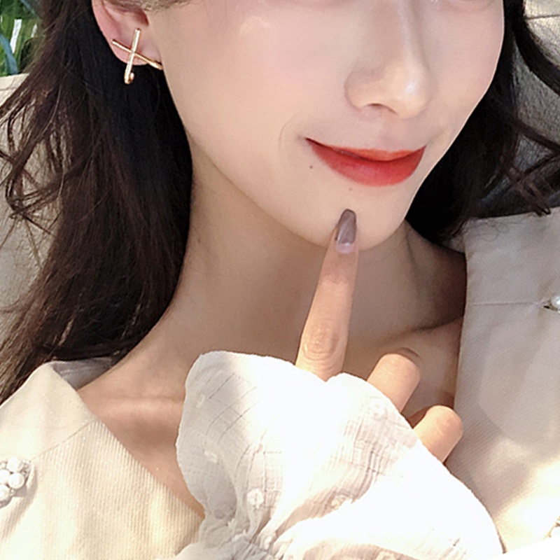 Khuyên tai chữ X mạ bạc nhiều kiểu tùy chọn thời trang