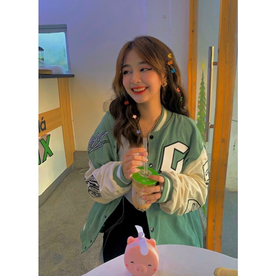 Áo Varsity Jacket áo bomber chất nhung tăm nỉ nam nữ khoác ngoài dày dặn form rộng unisex - AQ STORE