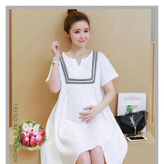 Váy Trắng Viền Thang Đen