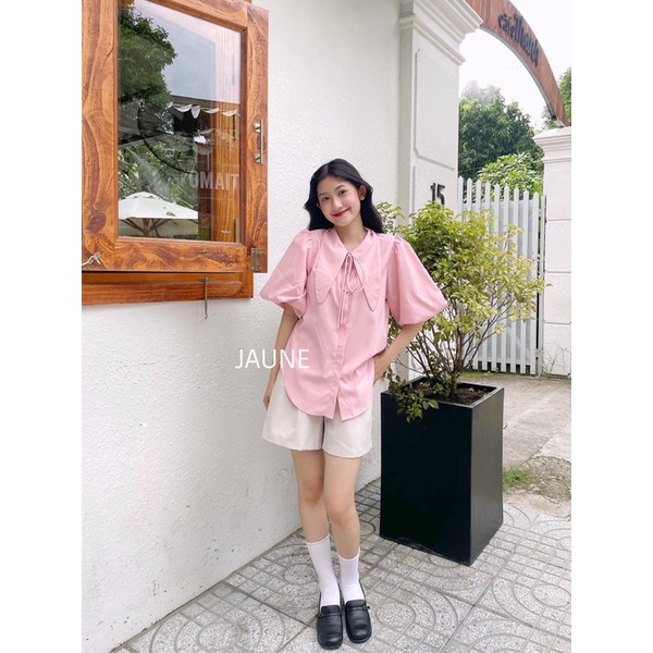 Áo sơ mi thiết kế tay lỡ phồng, cổ sen JAUNE- COCO shirt
