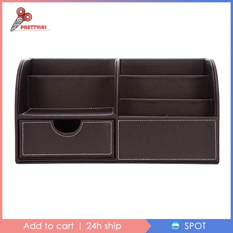 Hộp Đựng Bút Bằng Da Pu Để Bàn Màu Nâu Sắp Xếp Gọn Gàng Cho Trường Học / Văn Phòng 1