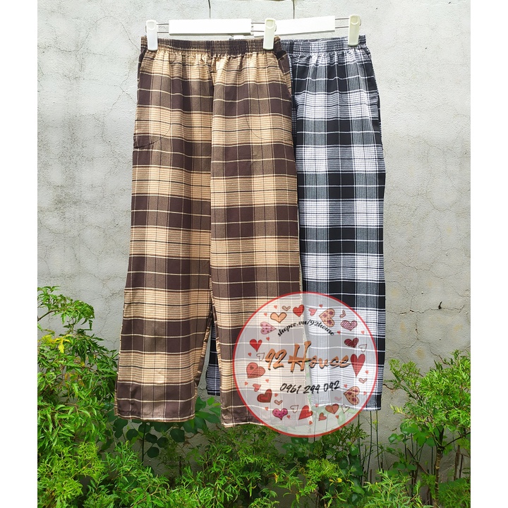 Quần Kẻ Sọc Caro Unisex Dáng suông phong cách Hàn Quốc Ulzzang / Quần ống rộng kẻ caro nam nữ