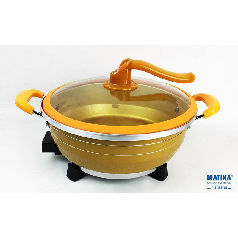 Chảo điện đa năng kèm vỉ hấp cách thuỷ MATIKA-Nồi lẩu tốt,bền,đẹp,giá rẻ-chính hãng,bảo hành 12 tháng