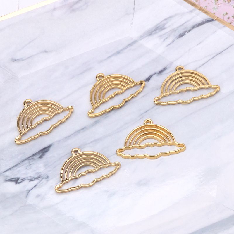 Set 5 Mặt Dây Chuyền Resin UV Resin Bằng Kim Loại Màu Cầu Vồng DIY