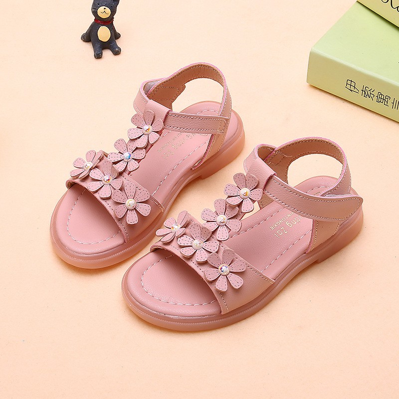 Dép sandal bé gái da mềm, êm chân, phong cách Hàn Quốc AE7, size to 30-37, hàng cao cấp