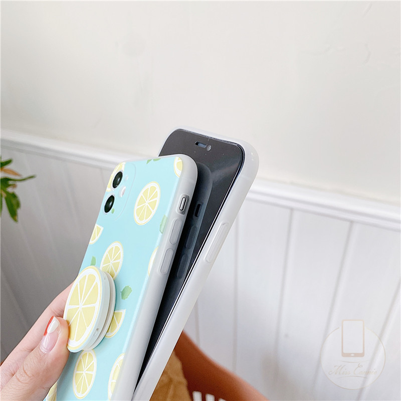 Ốp Lưng Điện Thoại Phối Hình Lát Chanh + Giá Đỡ Dành Cho Iphone 12 Pro Max Iphone 11 Pro Max 6 6s 7 8 Plus X Xr Xs Max Se 2020