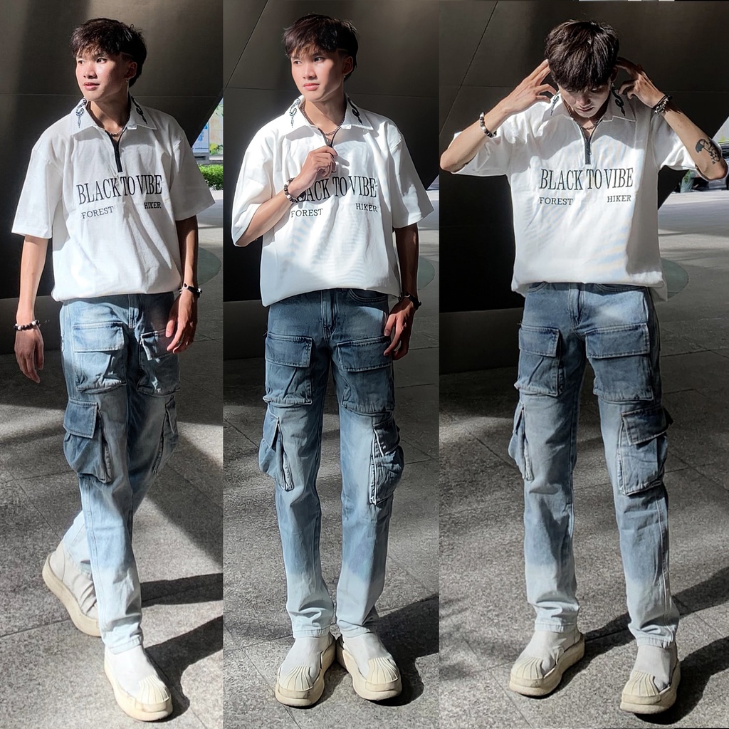 Quần jean Button MAKVN túi hộp kiểu dáng ngầu dành cho các bạn nam thích phong cách này