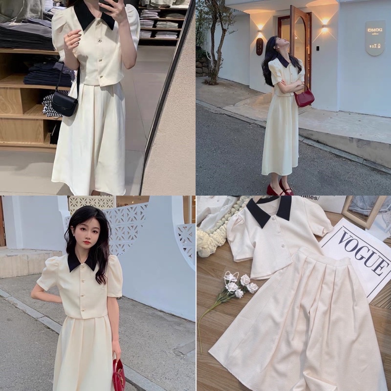 SET ÁO CROTOP dạng LỬNG VỚI CHÂN VÁY MIDI DÁNG DÀI