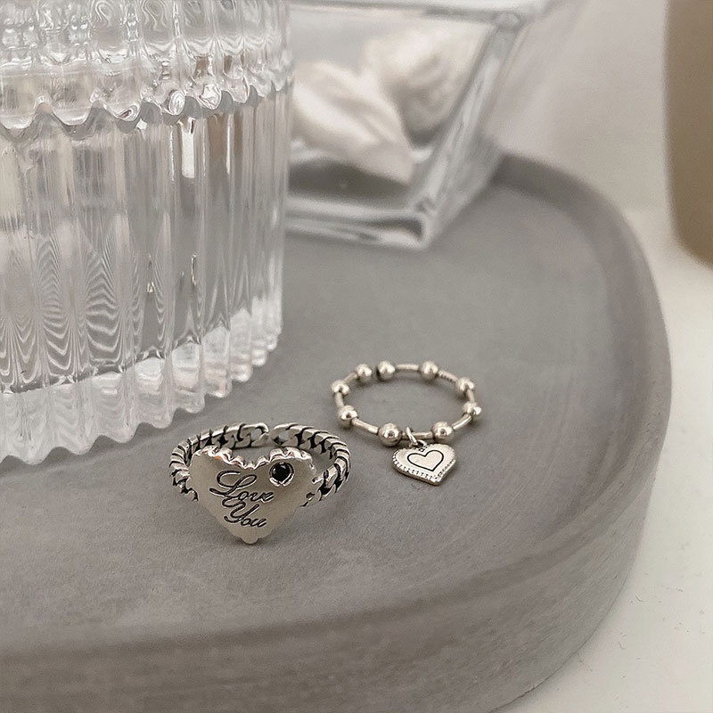 Set 2 Nhẫn Khắc Chữ Thời Trang Dành Cho Nữ