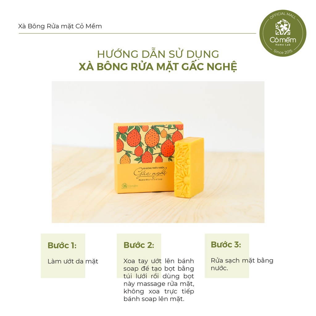 [Mã FMCGMALL -8% đơn 250K] Xà bông Rửa Mặt Thiên Nhiên Gấc Nghệ Giảm Thâm Mụn Làm Sáng Da Cỏ Mềm 60gr | BigBuy360 - bigbuy360.vn