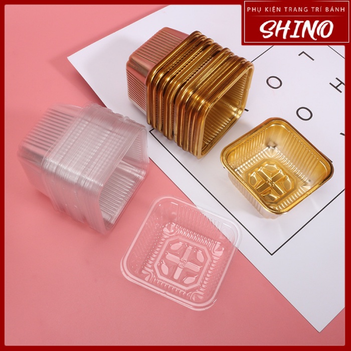 Bộ 100 Khay Đựng Bánh Trung Thu 50g màu Vàng / Trong