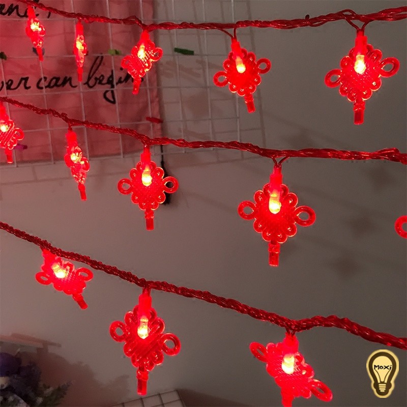 Dây LED nháy chớp ĐÈN LỒNG NÚT THẮT CHỮ HỶ dài 3M PIN 10M ĐIỆN trang trí DECOR TRUNG THU lễ tết MOXI .