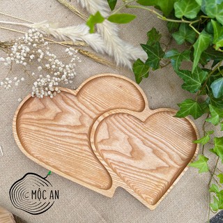 Khay gỗ hình trái tim đôi MỘC AN Decor