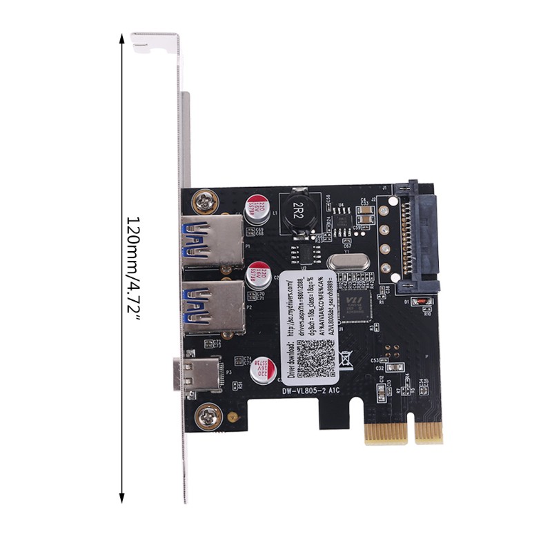 Card Mở Rộng Alli Pcie Pci Express Sang Usb 3.1 Type-C 2 Cổng Usb 3.0 Type-A