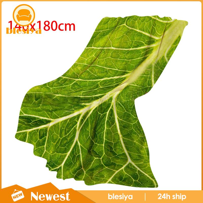 [Blesiya] Chăn Sofa Vải Flannel Mềm Ấm Áp Thoải Mái Họa Tiết Lá Lettuce