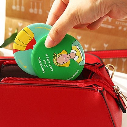 Gương Mini Cầm Tay, Gương Nhỏ Cầm Tay Bỏ Túi Hình Tròn Họa Tiết Cute