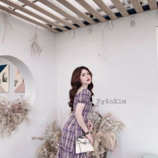 Váy kẻ tím hot hit