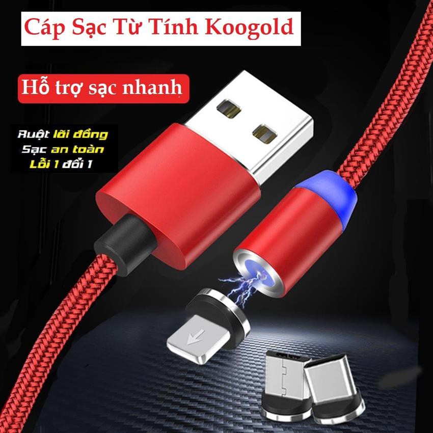 [XẢ KHO] Cáp Sạc Từ Tính Nam Châm 3 Đầu - SẠC NHANH 60%, Chống Đứt, Chống Rối - Cáp sạc iphone, sạc samsung, sạc type c