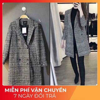 ( video + ảnh thật) áo khoác kẻ caro dáng dài cao cấp _ phong cách hàn quốc