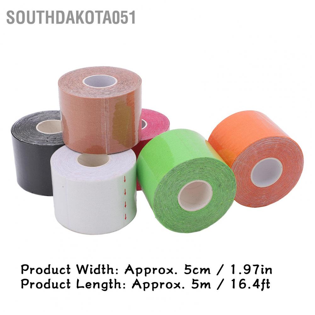 Southdakota051 6Pcs Sports Tape Muscle Non Woven Fabric Kinesiology 5cm Width 5m Length for Athletic