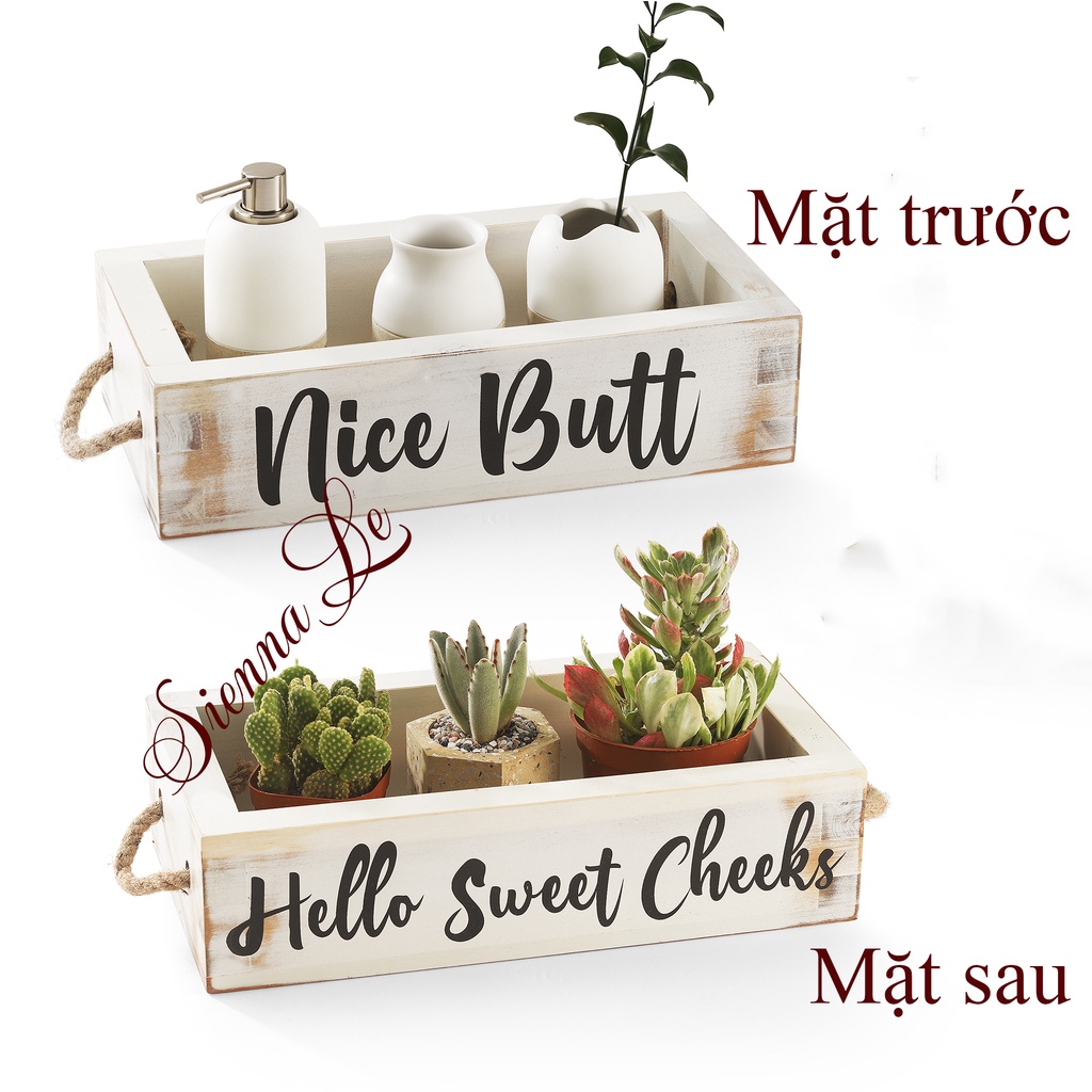 Sienna Le Hộp Gỗ Trang Trí 2 Mặt, Hộp Đựng Hình Chữ Nhật Đa Năng, Chìa Khóa, Mỹ Phẩm, Giấy Vệ Sinh - 36x19o