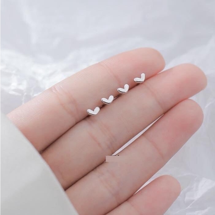 Bông tai bạc nữ Evasilver hình trái tim nhỏ xinh, Khuyên tai chất liệu bạc thật nữ tính