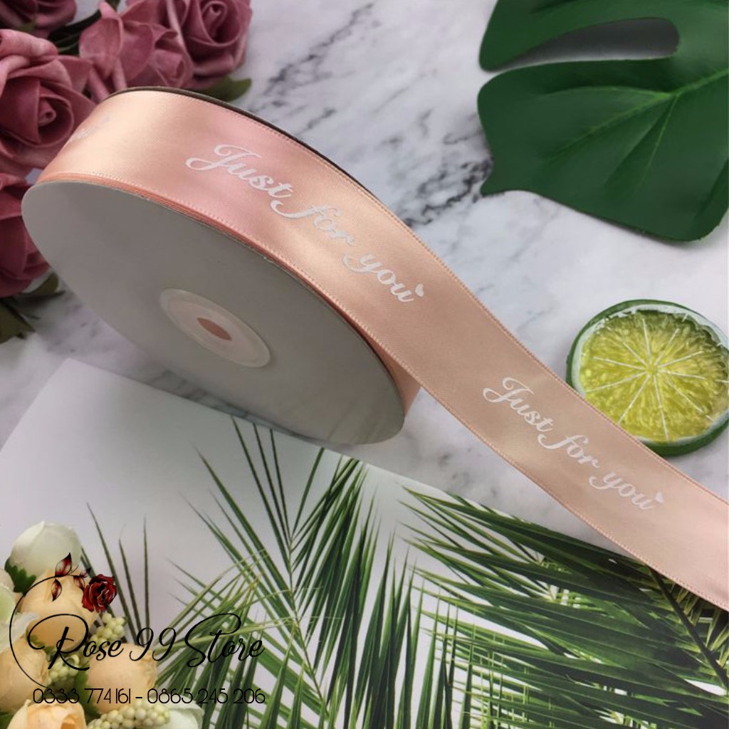 Ruy băng lụa chữ 2,5 cm , ruy băng vải cao cấp Loại 1 dày dặn giá rẻ