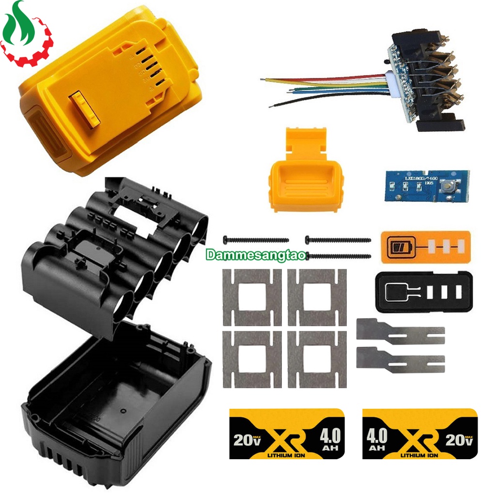 Vỏ pin Dewalt 18V Li-ion 3.7V nhận sạc zin