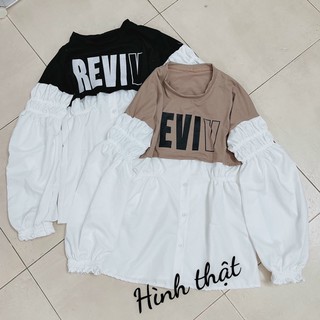 Áo babydoll phối thun chữ