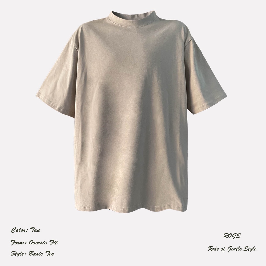 Áo thun tay ngắn 100% cotton,dày form rộng thấm hút mồ hôi, unisex cổ tròn màu Tan - ROGS