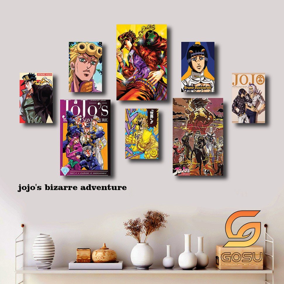 Set 8 Tranh Dán Tường Chủ đề Attack On Titan, Black Clover, Akira, Another, Bleach, Jojo, Kuroko no Basket, Kill la Kill