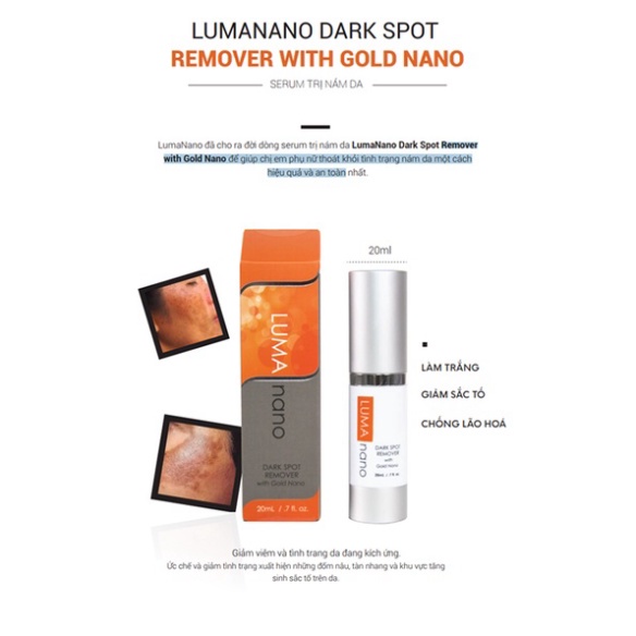 HÀNG CHÍNH HÃNG Serum giảm nám da Luma Nano Dark Sport Remover  with Gold Nano 20ml - Dr. Dương Hà