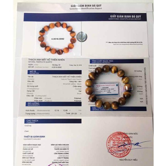 VTMC102 Vòng Tay Đá Mắt Hổ Vàng 8mm Mix Hoa Sen Bạc 925 Mạ Vàng