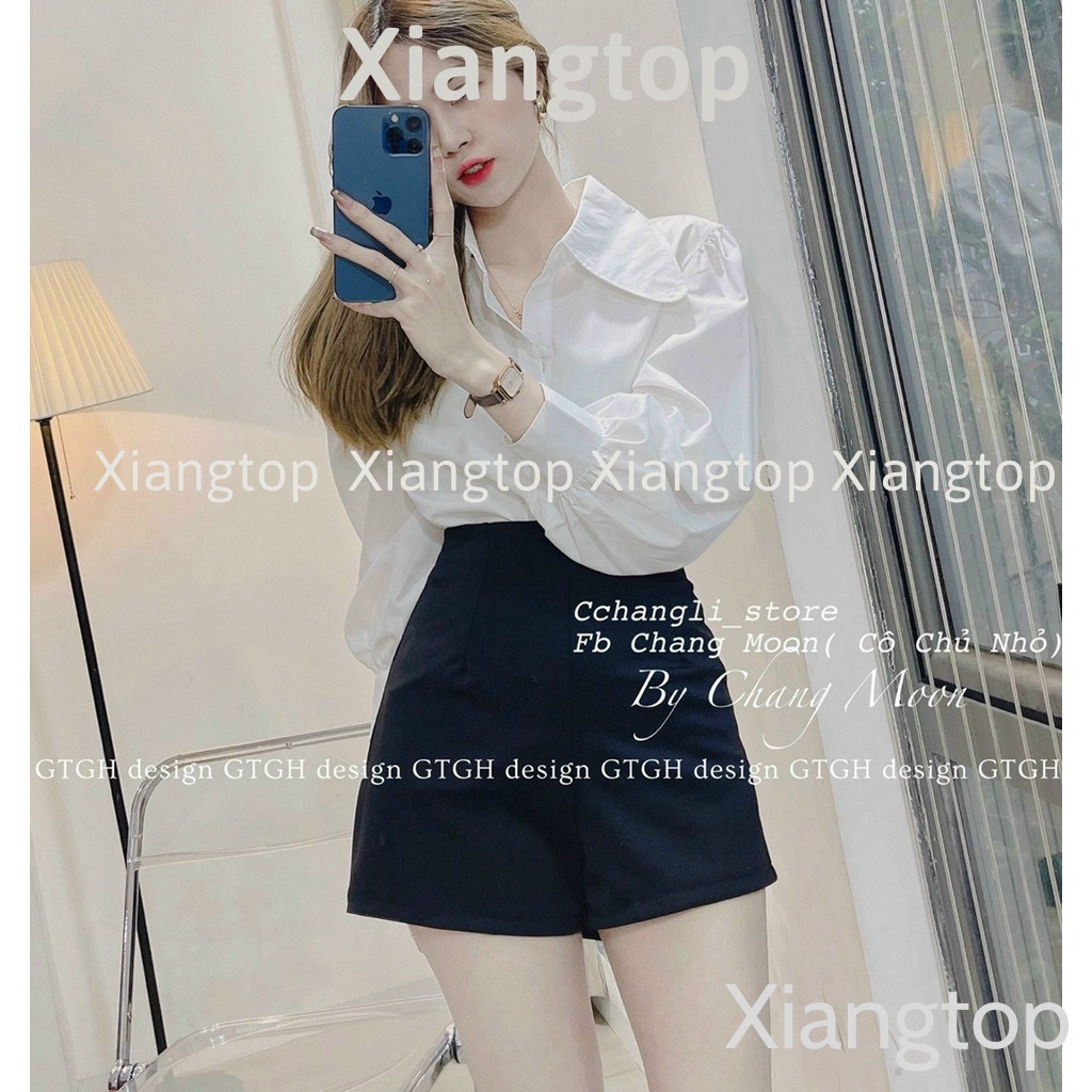 Áo sơ mi tay bồng 2 màu trắng hồng NH00099 aosomicongsothietke