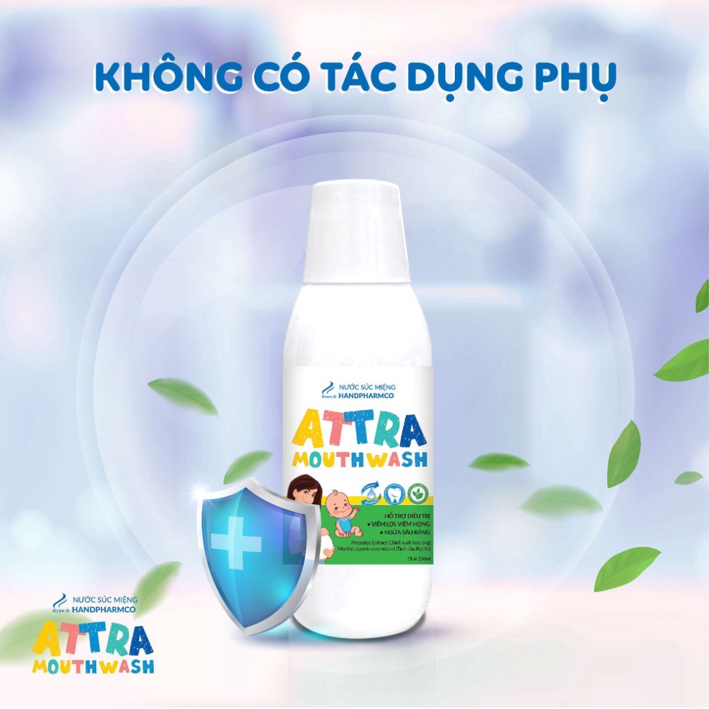 Nước Súc Miệng Dành Cho Trẻ Em ATTRA-MOUTHWASH Làm Sạch Răng Miệng, Hỗ Trợ Ngừa Sâu Răng Và Viêm Lợi, Nhiệt Miệng