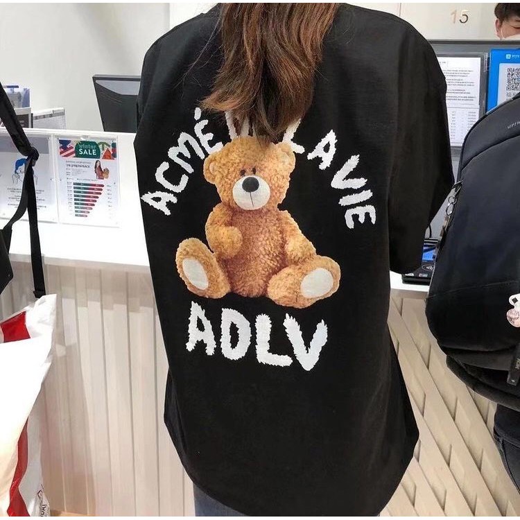 Áo thun tay lỡ ADLV TEDDY mặc đôi siêu đẹp, Áo Phông Unisex Nam Nữ