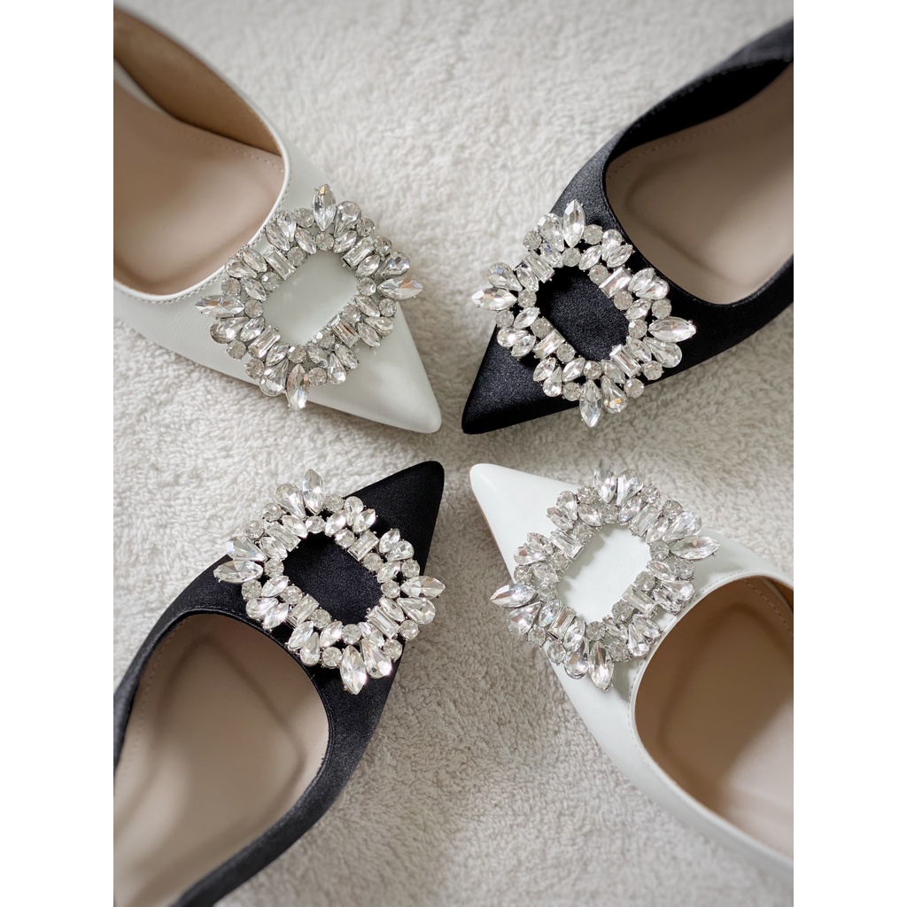 Sandal gót - Sandal Slingback Capella Khoá Đá Vuông 8p Hàng VNXK